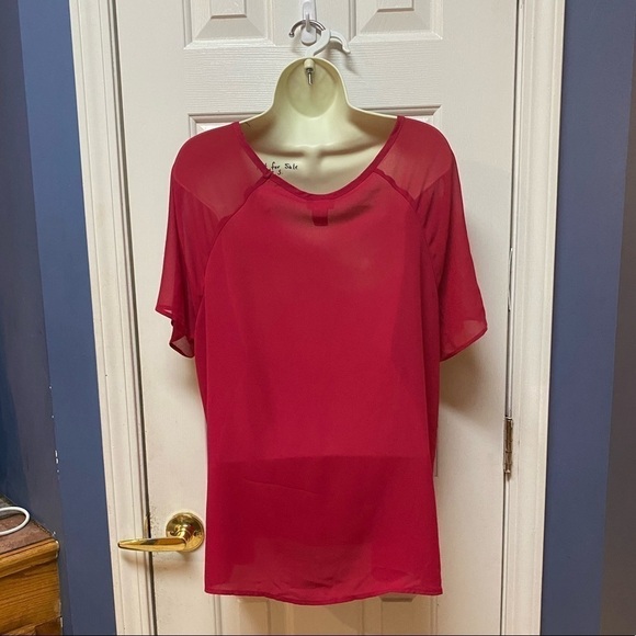 Torrid Womens Red Solid Short Sheer Sleeves Flowy Blouse Top Size Large. - Picture 3 of 9